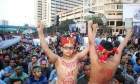 Children with "we want razakars hanged" painted on their bodies.Source: news.priyo.com
